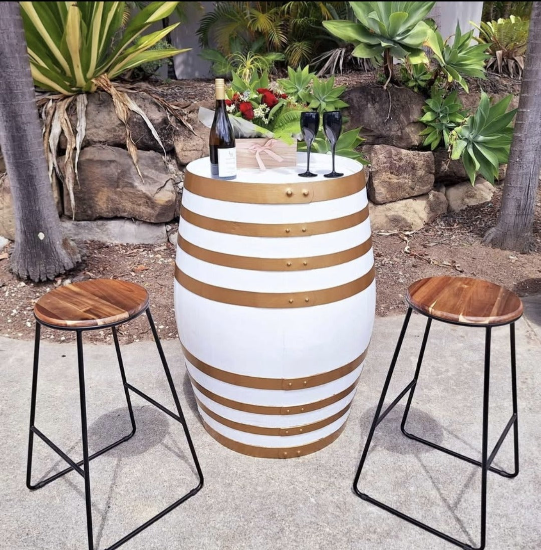 White Barrel with Gold Rings