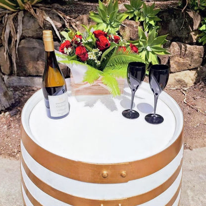 White Barrel with Gold Rings