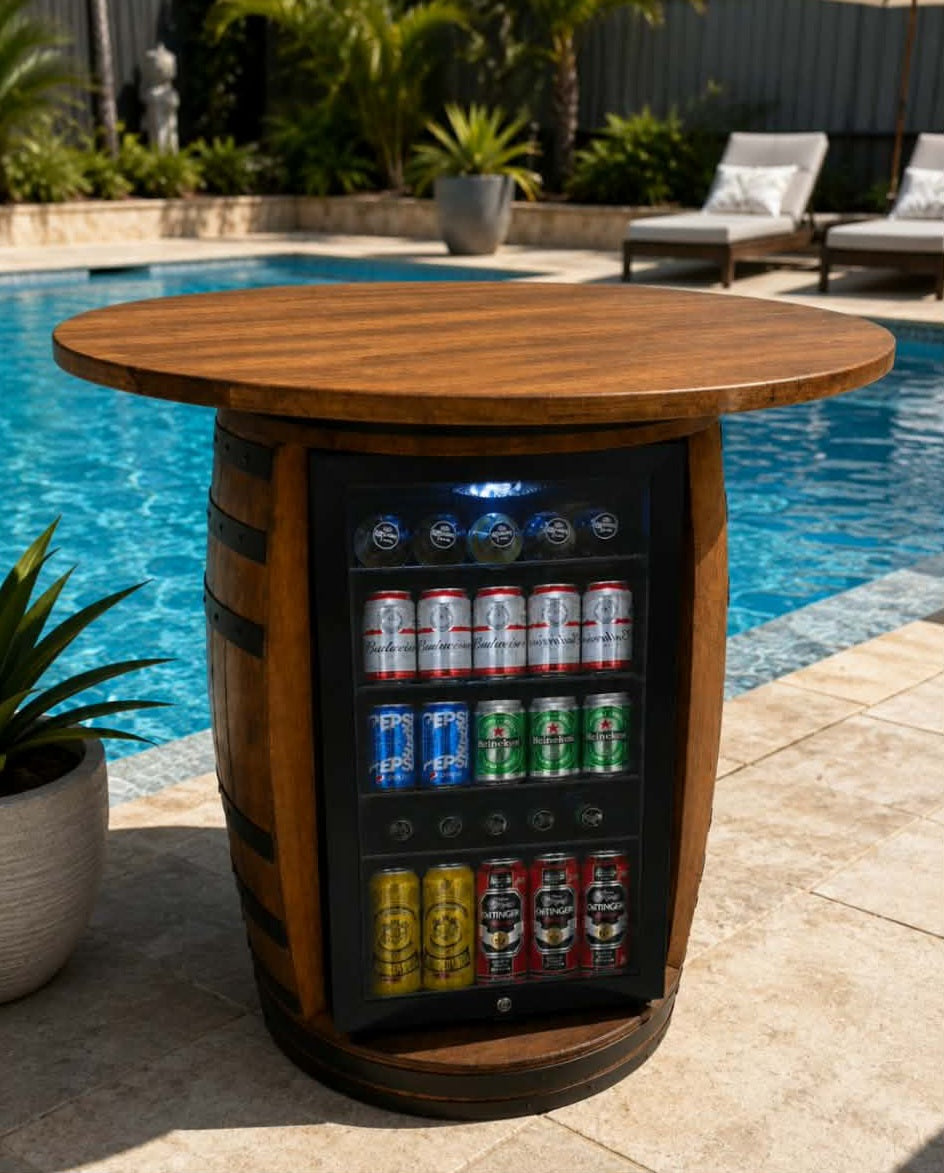 Rustic Wine Barrel Bar Fridge
