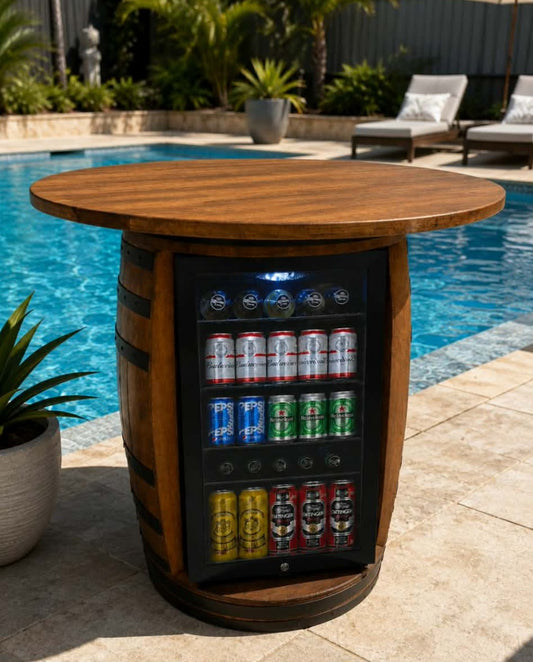 Rustic Wine Barrel Bar Fridge